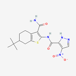 molecular formula C17H21N5O4S B4382442 N-[3-(AMINOCARBONYL)-6-(TERT-BUTYL)-4,5,6,7-TETRAHYDRO-1-BENZOTHIOPHEN-2-YL]-4-NITRO-1H-PYRAZOLE-3-CARBOXAMIDE 