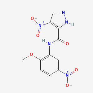 molecular formula C11H9N5O6 B4382462 N-(2-methoxy-5-nitrophenyl)-4-nitro-1H-pyrazole-3-carboxamide 