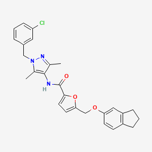 N-[1-(3-chlorobenzyl)-3,5-dimethyl-1H-pyrazol-4-yl]-5-[(2,3-dihydro-1H-inden-5-yloxy)methyl]-2-furamide