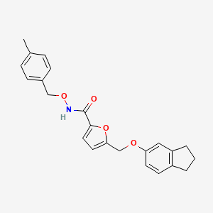 molecular formula C23H23NO4 B4382492 5-[(2,3-dihydro-1H-inden-5-yloxy)methyl]-N-[(4-methylbenzyl)oxy]-2-furamide 