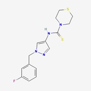 molecular formula C15H17FN4S2 B4382504 N-[1-(3-fluorobenzyl)-1H-pyrazol-4-yl]-4-thiomorpholinecarbothioamide 