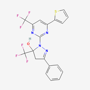 3-phenyl-1-[4-(2-thienyl)-6-(trifluoromethyl)-2-pyrimidinyl]-5-(trifluoromethyl)-4,5-dihydro-1H-pyrazol-5-ol