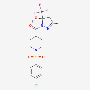 {1-[(4-CHLOROPHENYL)SULFONYL]-4-PIPERIDYL}[5-HYDROXY-3-METHYL-5-(TRIFLUOROMETHYL)-4,5-DIHYDRO-1H-PYRAZOL-1-YL]METHANONE