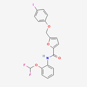 molecular formula C19H14F2INO4 B4382553 N-[2-(difluoromethoxy)phenyl]-5-[(4-iodophenoxy)methyl]furan-2-carboxamide 