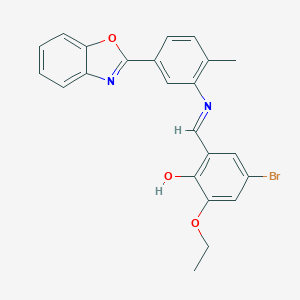 molecular formula C23H19BrN2O3 B438257 2-({[5-(1,3-Benzoxazol-2-yl)-2-methylphenyl]imino}methyl)-4-bromo-6-ethoxyphenol 