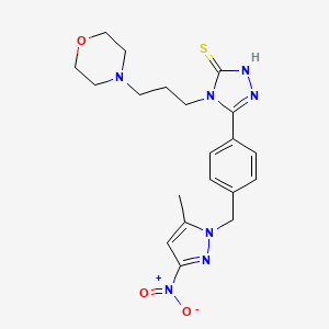 molecular formula C20H25N7O3S B4382606 5-{4-[(5-METHYL-3-NITRO-1H-PYRAZOL-1-YL)METHYL]PHENYL}-4-(3-MORPHOLINOPROPYL)-4H-1,2,4-TRIAZOL-3-YLHYDROSULFIDE 