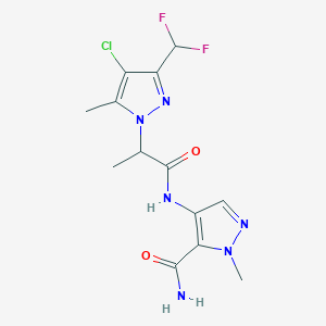 molecular formula C13H15ClF2N6O2 B4382617 4-({2-[4-chloro-3-(difluoromethyl)-5-methyl-1H-pyrazol-1-yl]propanoyl}amino)-1-methyl-1H-pyrazole-5-carboxamide 