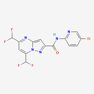 molecular formula C14H8BrF4N5O B4382622 N~2~-(5-BROMO-2-PYRIDYL)-5,7-BIS(DIFLUOROMETHYL)PYRAZOLO[1,5-A]PYRIMIDINE-2-CARBOXAMIDE 