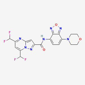 molecular formula C19H15F4N7O3 B4382628 5,7-BIS(DIFLUOROMETHYL)-N~2~-(7-MORPHOLINO-2,1,3-BENZOXADIAZOL-4-YL)PYRAZOLO[1,5-A]PYRIMIDINE-2-CARBOXAMIDE 