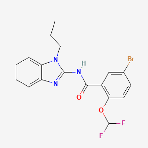 molecular formula C18H16BrF2N3O2 B4382634 5-BROMO-2-(DIFLUOROMETHOXY)-N~1~-(1-PROPYL-1H-1,3-BENZIMIDAZOL-2-YL)BENZAMIDE 