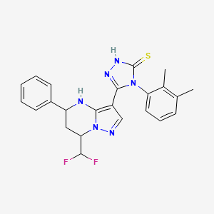 molecular formula C23H22F2N6S B4382649 5-[7-(DIFLUOROMETHYL)-5-PHENYL-4,5,6,7-TETRAHYDROPYRAZOLO[1,5-A]PYRIMIDIN-3-YL]-4-(2,3-DIMETHYLPHENYL)-4H-1,2,4-TRIAZOL-3-YLHYDROSULFIDE 