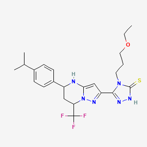 4-(3-ETHOXYPROPYL)-5-[5-(4-ISOPROPYLPHENYL)-7-(TRIFLUOROMETHYL)-4,5,6,7-TETRAHYDROPYRAZOLO[1,5-A]PYRIMIDIN-2-YL]-4H-1,2,4-TRIAZOL-3-YLHYDROSULFIDE