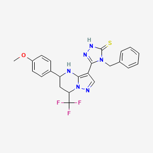 4-BENZYL-5-[5-(4-METHOXYPHENYL)-7-(TRIFLUOROMETHYL)-4,5,6,7-TETRAHYDROPYRAZOLO[1,5-A]PYRIMIDIN-3-YL]-4H-1,2,4-TRIAZOL-3-YLHYDROSULFIDE