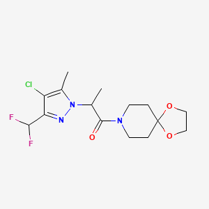 molecular formula C15H20ClF2N3O3 B4382719 2-[4-CHLORO-3-(DIFLUOROMETHYL)-5-METHYL-1H-PYRAZOL-1-YL]-1-(1,4-DIOXA-8-AZASPIRO[4.5]DEC-8-YL)-1-PROPANONE 