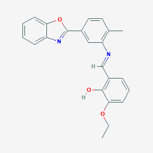 molecular formula C23H20N2O3 B438273 2-({[5-(1,3-Benzoxazol-2-yl)-2-methylphenyl]imino}methyl)-6-ethoxyphenol 
