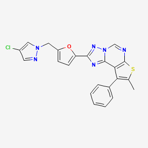 2-{5-[(4-chloro-1H-pyrazol-1-yl)methyl]-2-furyl}-8-methyl-9-phenylthieno[3,2-e][1,2,4]triazolo[1,5-c]pyrimidine