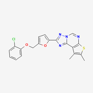 molecular formula C20H15ClN4O2S B4382780 2-{5-[(2-chlorophenoxy)methyl]-2-furyl}-8,9-dimethylthieno[3,2-e][1,2,4]triazolo[1,5-c]pyrimidine 