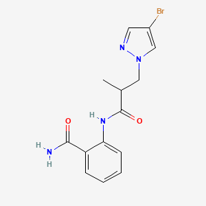 molecular formula C14H15BrN4O2 B4382846 2-{[3-(4-bromo-1H-pyrazol-1-yl)-2-methylpropanoyl]amino}benzamide 