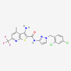 3-AMINO-N~2~-[1-(2,4-DICHLOROBENZYL)-1H-PYRAZOL-3-YL]-4-METHYL-6-(TRIFLUOROMETHYL)THIENO[2,3-B]PYRIDINE-2-CARBOXAMIDE