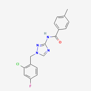 molecular formula C17H14ClFN4O B4382867 N~1~-[1-(2-CHLORO-4-FLUOROBENZYL)-1H-1,2,4-TRIAZOL-3-YL]-4-METHYLBENZAMIDE 