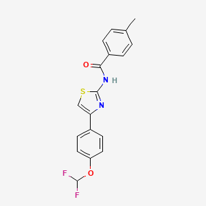 molecular formula C18H14F2N2O2S B4382878 N~1~-{4-[4-(DIFLUOROMETHOXY)PHENYL]-1,3-THIAZOL-2-YL}-4-METHYLBENZAMIDE 