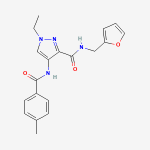 molecular formula C19H20N4O3 B4382891 1-ETHYL-N~3~-(2-FURYLMETHYL)-4-[(4-METHYLBENZOYL)AMINO]-1H-PYRAZOLE-3-CARBOXAMIDE 