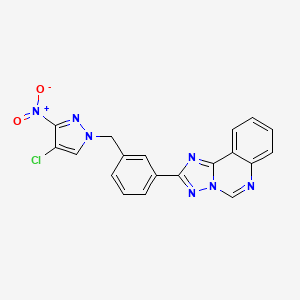 molecular formula C19H12ClN7O2 B4382900 2-{3-[(4-chloro-3-nitro-1H-pyrazol-1-yl)methyl]phenyl}[1,2,4]triazolo[1,5-c]quinazoline 