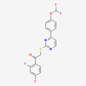 molecular formula C19H12F4N2O2S B4382923 2-({4-[4-(DIFLUOROMETHOXY)PHENYL]-2-PYRIMIDINYL}SULFANYL)-1-(2,4-DIFLUOROPHENYL)-1-ETHANONE 