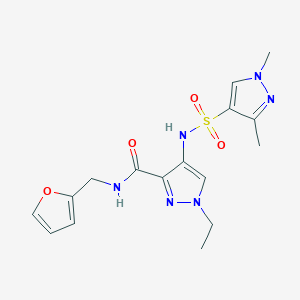 molecular formula C16H20N6O4S B4382932 4-{[(1,3-DIMETHYL-1H-PYRAZOL-4-YL)SULFONYL]AMINO}-1-ETHYL-N~3~-(2-FURYLMETHYL)-1H-PYRAZOLE-3-CARBOXAMIDE 