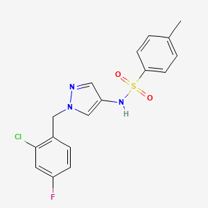 molecular formula C17H15ClFN3O2S B4382952 N~1~-[1-(2-CHLORO-4-FLUOROBENZYL)-1H-PYRAZOL-4-YL]-4-METHYL-1-BENZENESULFONAMIDE 