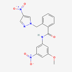 molecular formula C18H15N5O6 B4382958 N~1~-(3-METHOXY-5-NITROPHENYL)-2-[(4-NITRO-1H-PYRAZOL-1-YL)METHYL]BENZAMIDE 