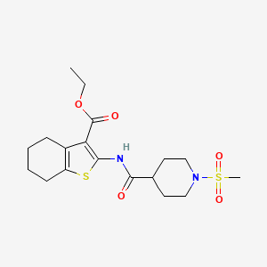 molecular formula C18H26N2O5S2 B4382970 ETHYL 2-({[1-(METHYLSULFONYL)-4-PIPERIDYL]CARBONYL}AMINO)-4,5,6,7-TETRAHYDRO-1-BENZOTHIOPHENE-3-CARBOXYLATE 