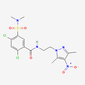 2,4-DICHLORO-5-[(DIMETHYLAMINO)SULFONYL]-N~1~-[2-(3,5-DIMETHYL-4-NITRO-1H-PYRAZOL-1-YL)ETHYL]BENZAMIDE