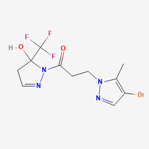 molecular formula C11H12BrF3N4O2 B4383000 3-(4-BROMO-5-METHYL-1H-PYRAZOL-1-YL)-1-[5-HYDROXY-5-(TRIFLUOROMETHYL)-4,5-DIHYDRO-1H-PYRAZOL-1-YL]-1-PROPANONE 