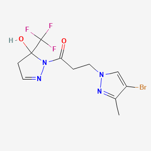 molecular formula C11H12BrF3N4O2 B4383021 3-(4-BROMO-3-METHYL-1H-PYRAZOL-1-YL)-1-[5-HYDROXY-5-(TRIFLUOROMETHYL)-4,5-DIHYDRO-1H-PYRAZOL-1-YL]-1-PROPANONE 