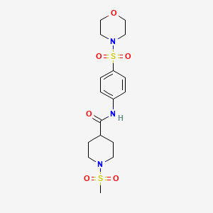 molecular formula C17H25N3O6S2 B4383049 1-(METHYLSULFONYL)-N~4~-[4-(MORPHOLINOSULFONYL)PHENYL]-4-PIPERIDINECARBOXAMIDE 