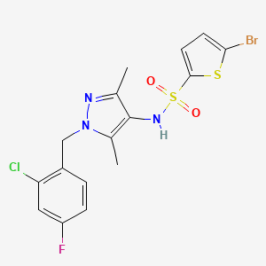 molecular formula C16H14BrClFN3O2S2 B4383069 5-BROMO-N~2~-[1-(2-CHLORO-4-FLUOROBENZYL)-3,5-DIMETHYL-1H-PYRAZOL-4-YL]-2-THIOPHENESULFONAMIDE 