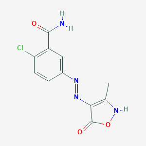 molecular formula C11H9ClN4O3 B438307 2-chloro-5-[(2E)-2-(3-methyl-5-oxoisoxazol-4(5H)-ylidene)hydrazino]benzamide 