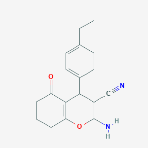 molecular formula C18H18N2O2 B438309 2-amino-4-(4-ethylphenyl)-5-oxo-5,6,7,8-tetrahydro-4H-chromene-3-carbonitrile CAS No. 300701-41-1