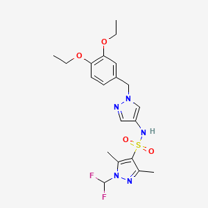 molecular formula C20H25F2N5O4S B4383120 N~4~-[1-(3,4-DIETHOXYBENZYL)-1H-PYRAZOL-4-YL]-1-(DIFLUOROMETHYL)-3,5-DIMETHYL-1H-PYRAZOLE-4-SULFONAMIDE 