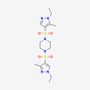 molecular formula C16H26N6O4S2 B4383132 1-[(1-ethyl-3-methyl-1H-pyrazol-4-yl)sulfonyl]-4-[(1-ethyl-5-methyl-1H-pyrazol-4-yl)sulfonyl]piperazine 