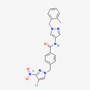 molecular formula C22H19ClN6O3 B4383158 4-[(4-CHLORO-3-NITRO-1H-PYRAZOL-1-YL)METHYL]-N~1~-[1-(2-METHYLBENZYL)-1H-PYRAZOL-4-YL]BENZAMIDE 