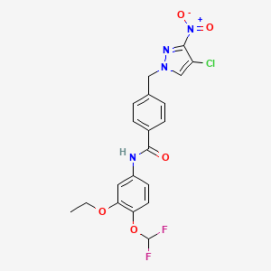 4-[(4-chloro-3-nitro-1H-pyrazol-1-yl)methyl]-N-[4-(difluoromethoxy)-3-ethoxyphenyl]benzamide