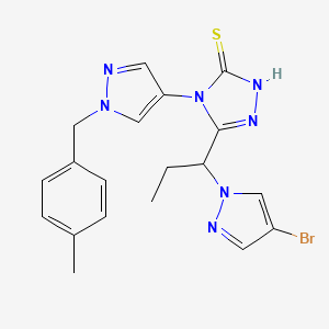 5-[1-(4-bromo-1H-pyrazol-1-yl)propyl]-4-[1-(4-methylbenzyl)-1H-pyrazol-4-yl]-4H-1,2,4-triazole-3-thiol