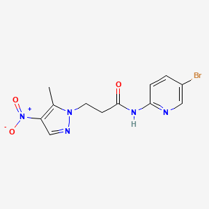 molecular formula C12H12BrN5O3 B4383247 N~1~-(5-BROMO-2-PYRIDYL)-3-(5-METHYL-4-NITRO-1H-PYRAZOL-1-YL)PROPANAMIDE 