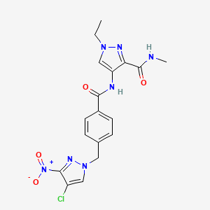 4-({4-[(4-CHLORO-3-NITRO-1H-PYRAZOL-1-YL)METHYL]BENZOYL}AMINO)-1-ETHYL-N~3~-METHYL-1H-PYRAZOLE-3-CARBOXAMIDE