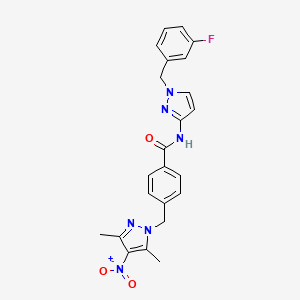 4-[(3,5-DIMETHYL-4-NITRO-1H-PYRAZOL-1-YL)METHYL]-N~1~-[1-(3-FLUOROBENZYL)-1H-PYRAZOL-3-YL]BENZAMIDE