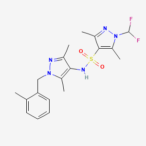 molecular formula C19H23F2N5O2S B4383314 1-(difluoromethyl)-N-[3,5-dimethyl-1-(2-methylbenzyl)-1H-pyrazol-4-yl]-3,5-dimethyl-1H-pyrazole-4-sulfonamide 