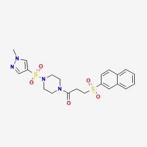 molecular formula C21H24N4O5S2 B4383325 1-[(1-methyl-1H-pyrazol-4-yl)sulfonyl]-4-[3-(2-naphthylsulfonyl)propanoyl]piperazine 