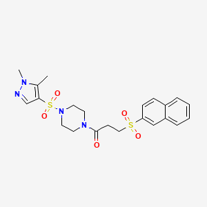 1-{4-[(1,5-DIMETHYL-1H-PYRAZOL-4-YL)SULFONYL]PIPERAZINO}-3-(2-NAPHTHYLSULFONYL)-1-PROPANONE